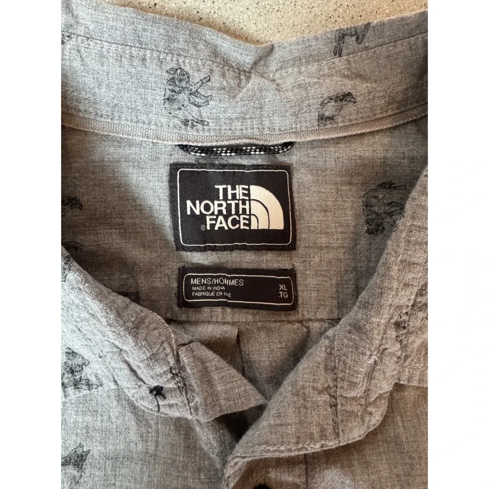 The‎ North Face Men's Short Sleeve ButtonDown Wolf Gray 100% Cotton Shirt Sz XL